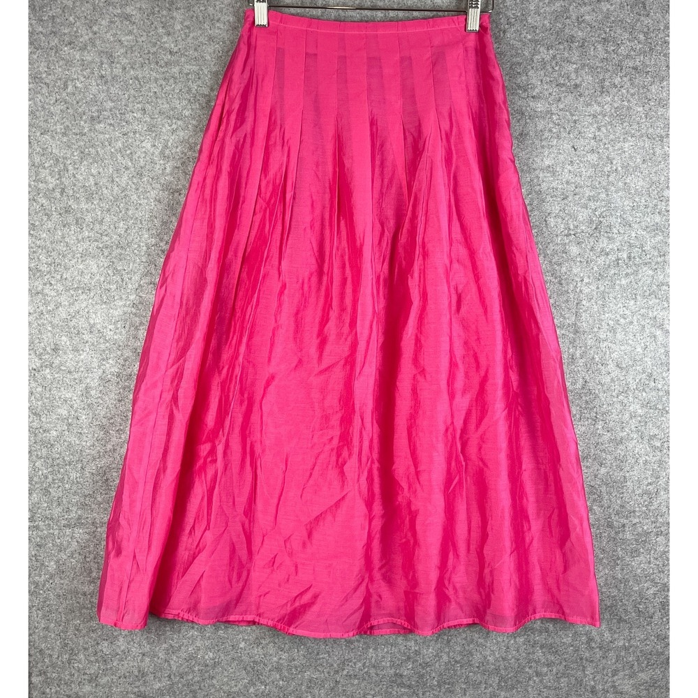 Ciebon Pheona High Waisted Pleated Midi Skirt Womens Small Pink Pocket Chic